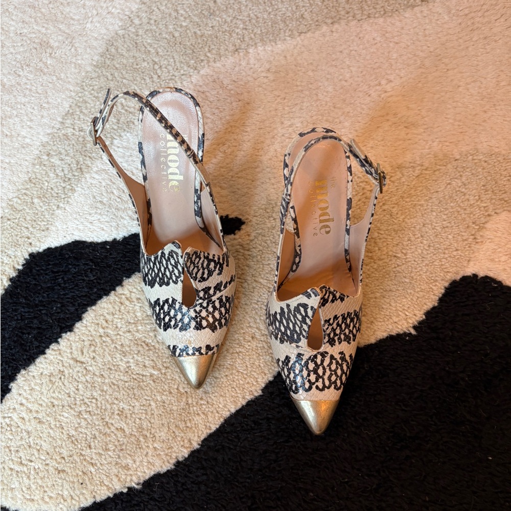 Elegant Snake Print Slingback Heels